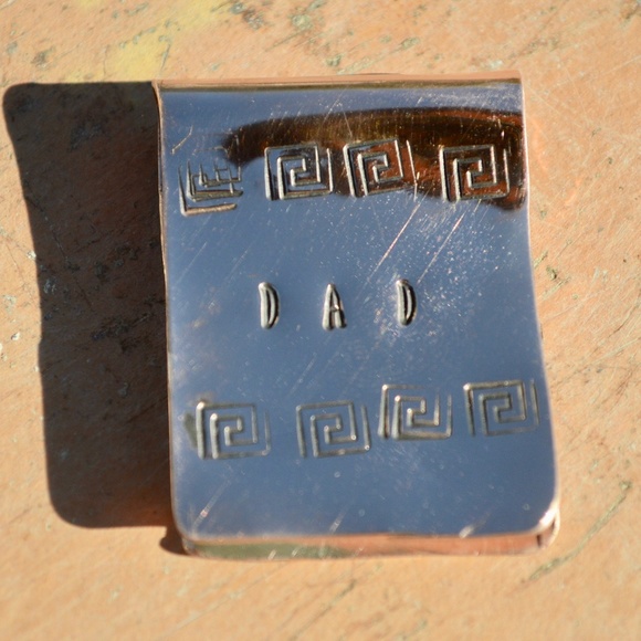 Solid Copper Money Clip Dad Greek Key Handmade Rustic Gift Father Southwestern - Picture 3 of 8